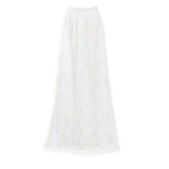White Lace Maxi Long Skirt NEW Beach Wedding Bride Bachelorette Boho Summer M - Picture 3 of 6